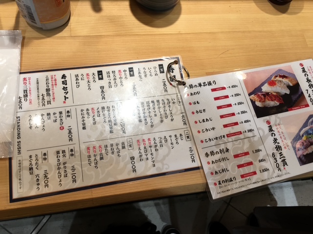 立鮨 すし横のメニュー 