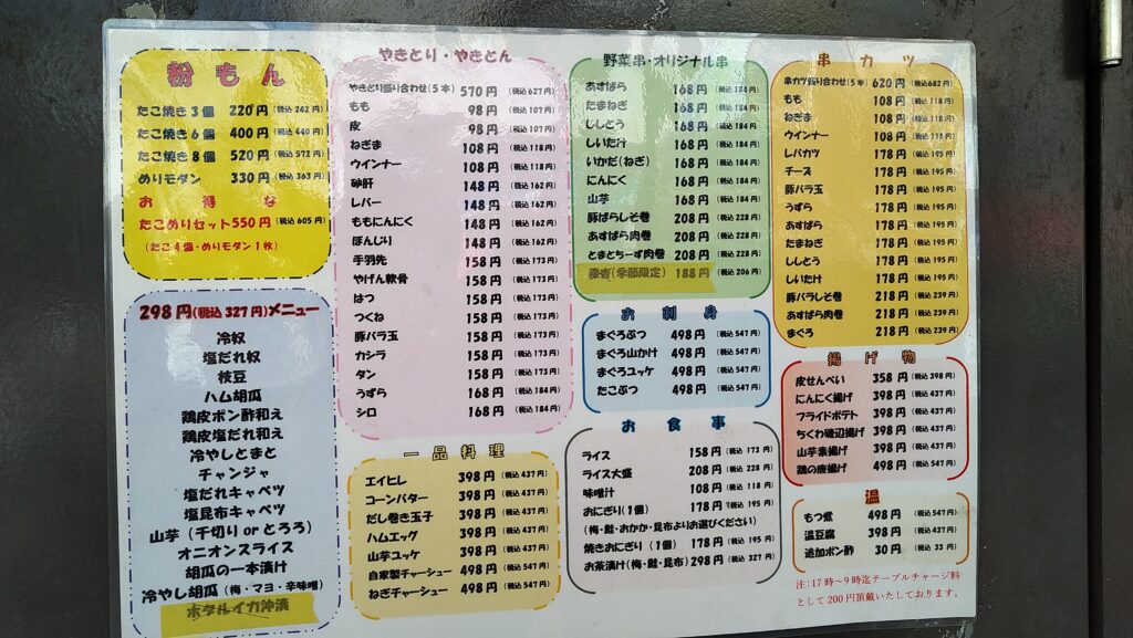 めりけんはとばメニュー